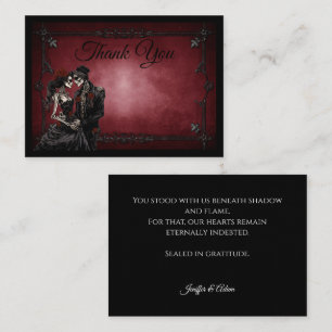 Tarjeta Pequeña Boda de Halloween alternativa gótica rojo oscuro