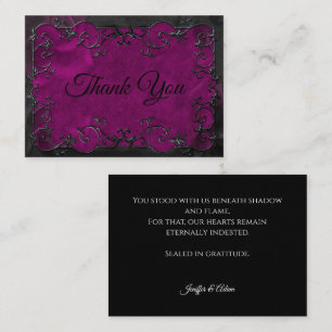 Tarjeta Pequeña Boda de Halloween gótica de color púrpura oscuro