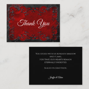 Tarjeta Pequeña Boda de Halloween gótica de rojo oscuro