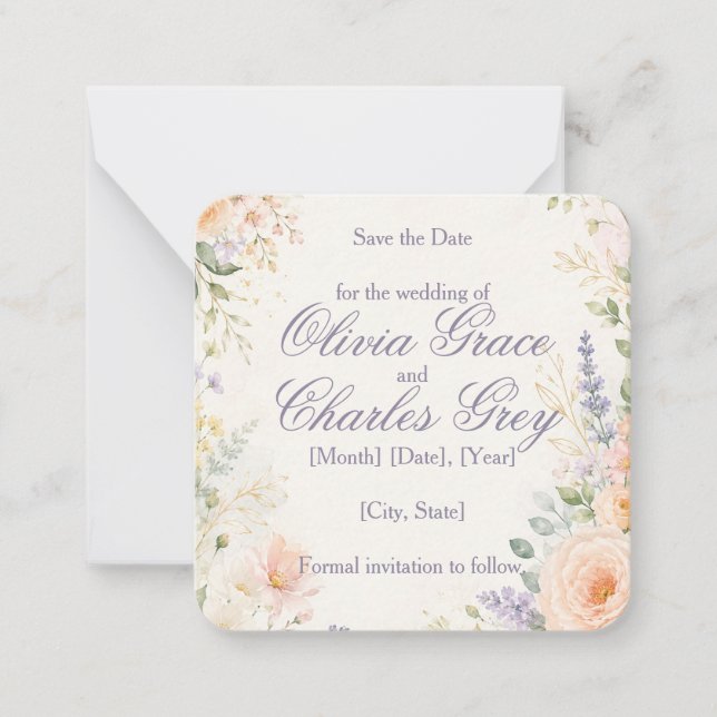Tarjeta Pequeña Boda de Jardín de Primavera Guardar la Fecha (Anverso)