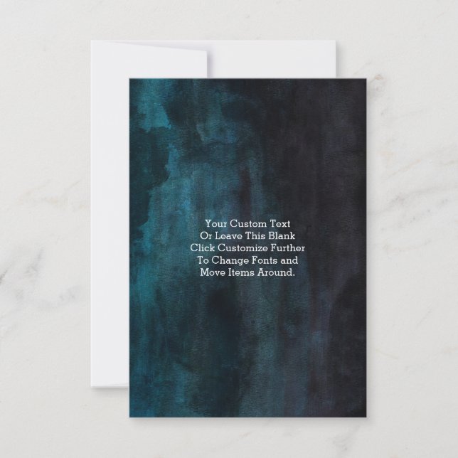 Tarjeta Pequeña Boda de lavado de acuarela azul y Verde azulado de (Anverso)