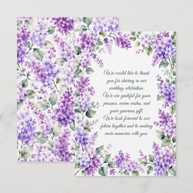 Tarjeta Pequeña Boda de Lilas (Anverso / Reverso)