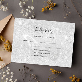 Tarjeta Pequeña Boda de mariposa de plata brillante RSVP