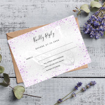 Boda de mariposa purpurina violeta de plata RSVP