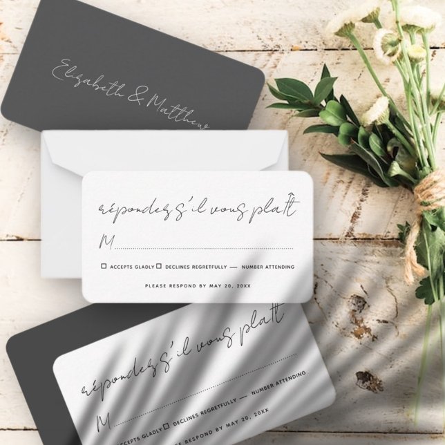 Tarjeta Pequeña Boda de Moda simple moderno sin opción de comida R (Subido por el creador)