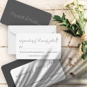 Tarjeta Pequeña Boda de Moda simple moderno sin opción de comida R