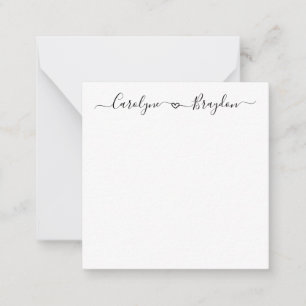 Tarjeta Pequeña Boda de nombre de pareja cardíaca con guión elegan