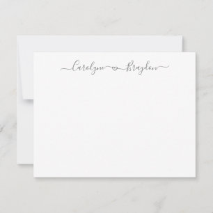 Tarjeta Pequeña Boda de nombre de pareja cardíaca de guión gris re