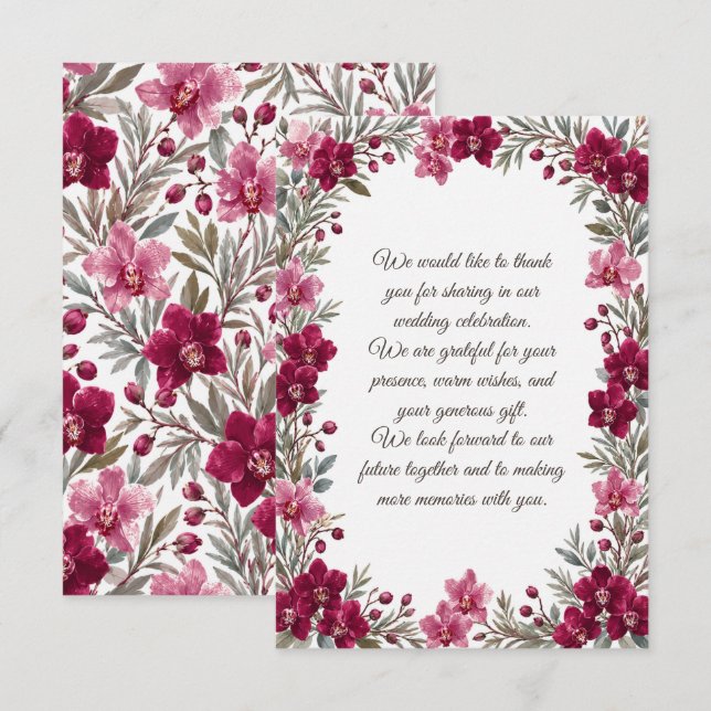 Tarjeta Pequeña Boda de orquídeas (Anverso / Reverso)