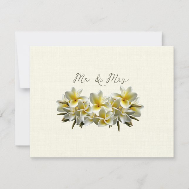 Tarjeta Pequeña Boda de Plumeria Amarilla Sr. y Sra. Blank (Anverso)