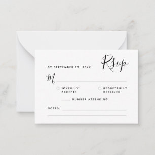 Tarjeta Pequeña Boda de presupuesto de la versión minimalista del 