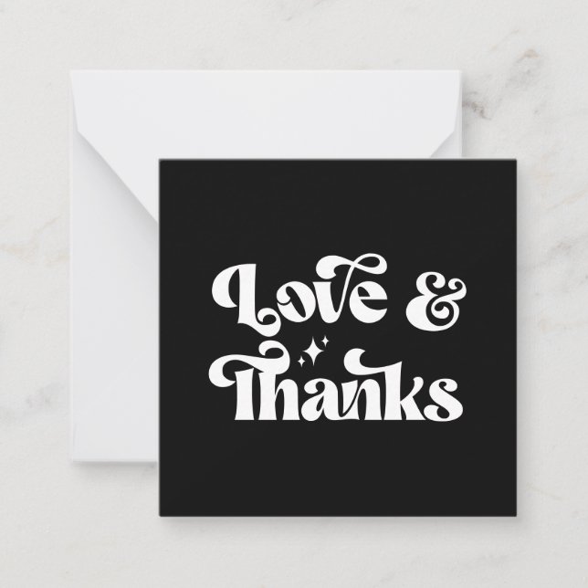 Tarjeta Pequeña Boda de Presupuesto Retro Moderno Amor y Gracias (Anverso)