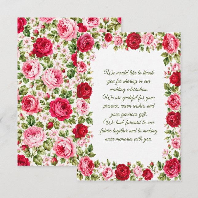 Tarjeta Pequeña Boda de Rosas (Anverso / Reverso)