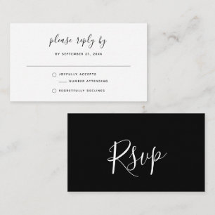 Tarjeta Pequeña Boda de RSVP Bohemiana simple y blanca de presupue
