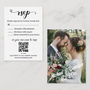 Tarjeta Pequeña boda de rsvp con foto de escritura minimalista mod