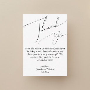 Tarjeta Pequeña boda de script de firma elegante gracias