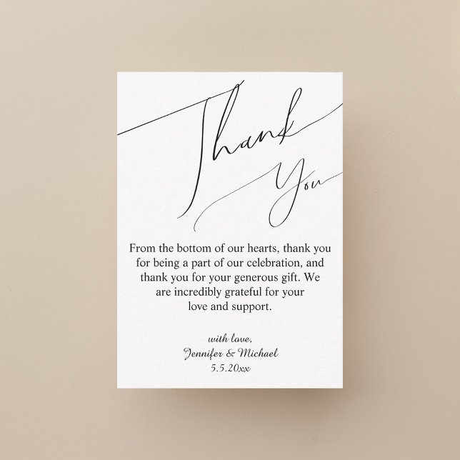 Tarjeta Pequeña boda de script de firma elegante gracias (Subido por el creador)