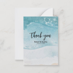 Tarjeta Pequeña Boda de verano azul de playa Gracias