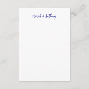 Tarjeta Pequeña Boda Elegante Creativa Clásica Azul Blanco