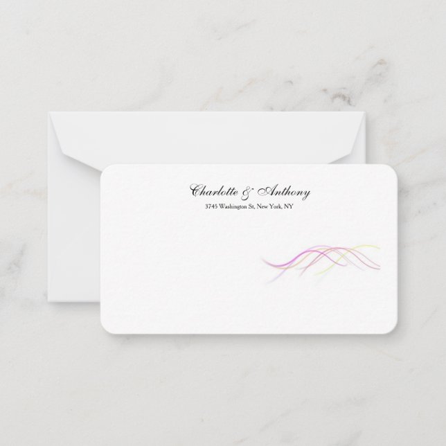 Tarjeta Pequeña Boda Elegante Creativo Resumen Curvas Blancas (Anverso)