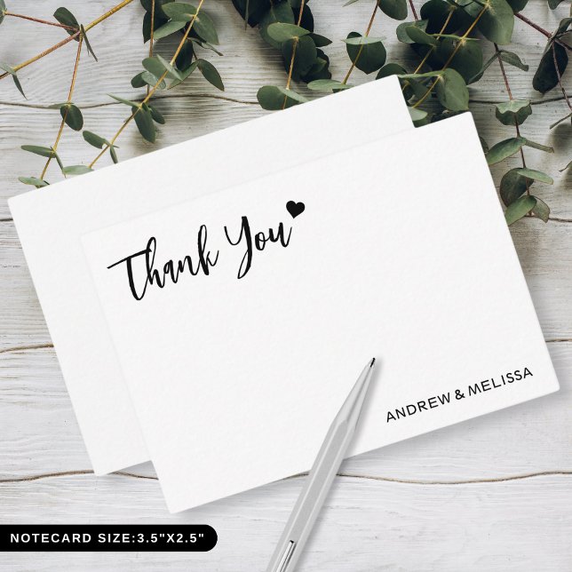 Tarjeta Pequeña Boda Elegante Moderna Gracias Pareja De Recién Mad (Modern Elegant Wedding Thank You Newlyweds Couple Note Card)