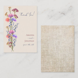 Tarjeta Pequeña Boda floral acrílico beige rústico gracias