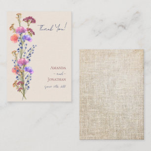 Tarjeta Pequeña Boda floral acrílico beige rústico gracias