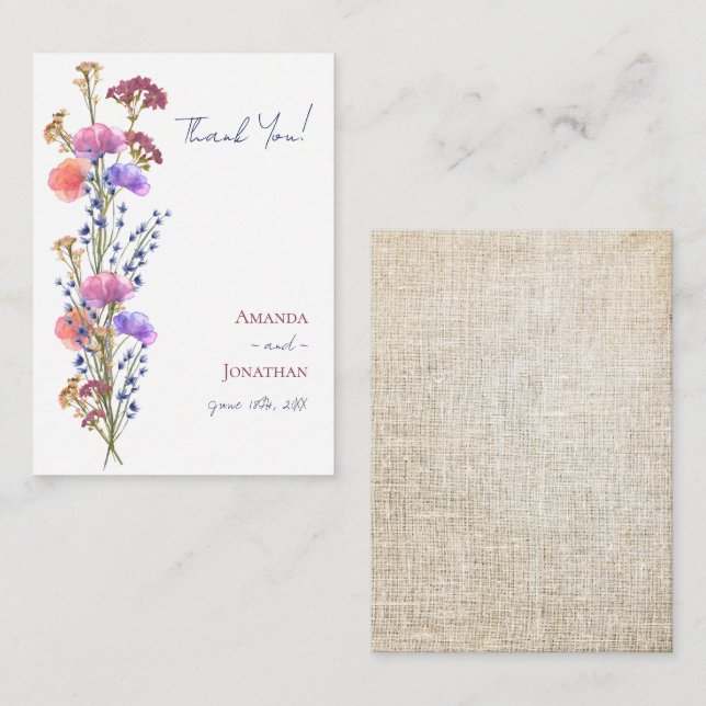 Tarjeta Pequeña Boda floral acrílico de lujo rustico gracias (Anverso / Reverso)