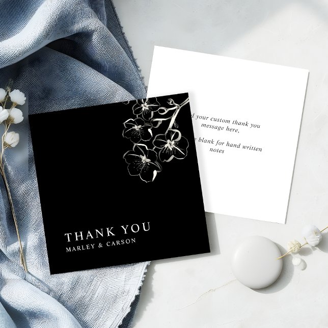 Tarjeta Pequeña Boda floral con esbozo de presupuesto: gracias neg (Subido por el creador)