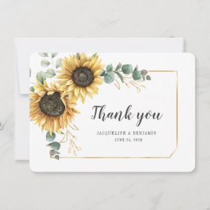 Tarjeta Pequeña Boda Floral De Girasol Eucalyptus Gracias