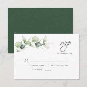 Tarjeta Pequeña Boda Floral Eucalyptus Foliage Script RSVP