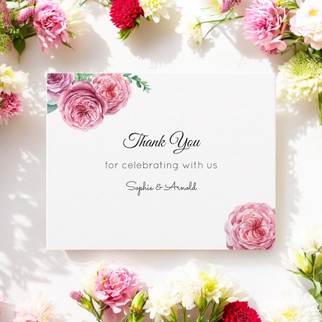 Tarjeta Pequeña Boda Floral Rosa White Gracias (Subido por el creador)