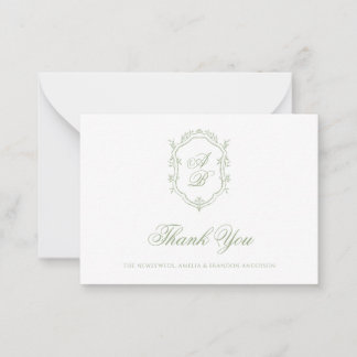 Tarjeta Pequeña Boda Formal Clásica con Cresta de Monograma en Ver