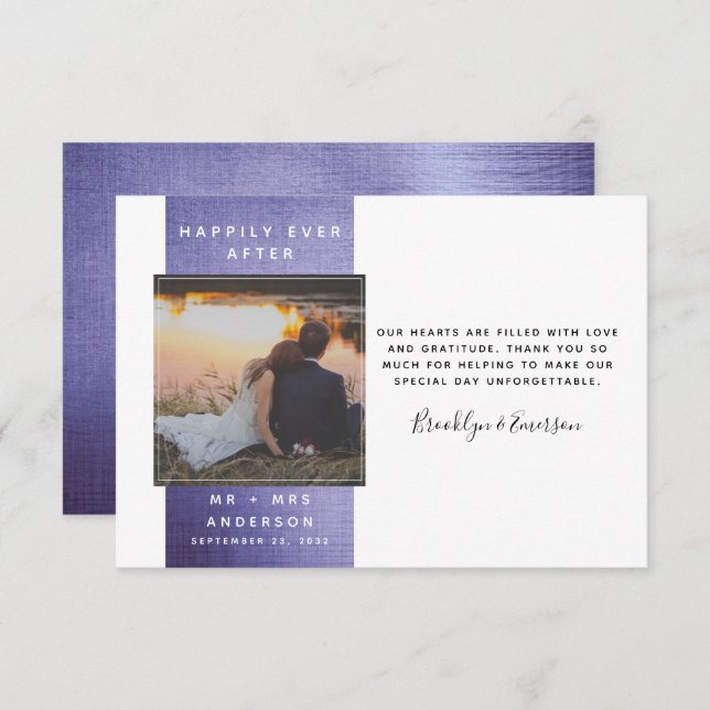 Tarjeta Pequeña Boda fotográfico moderno Gracias (Anverso / Reverso)