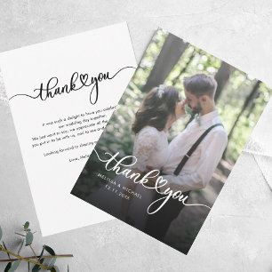 Tarjeta Pequeña Boda fotográfico moderno manuscrito Gracias