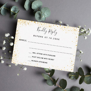 Tarjeta Pequeña Boda glamorosa de oro blanco RSVP