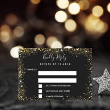 Boda glamorosa de oro negro RSVP