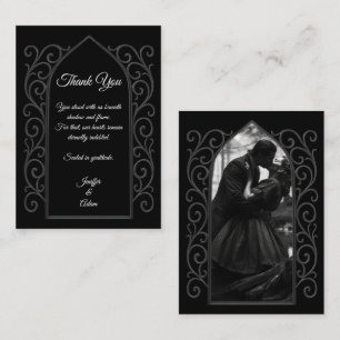 Tarjeta Pequeña Boda gótica de negro y blanco con borde ornamentad
