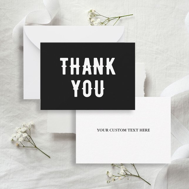 Tarjeta Pequeña Boda gótica negro y blanco gracias (Gothic Wedding Black & White Thank You Note Card
)