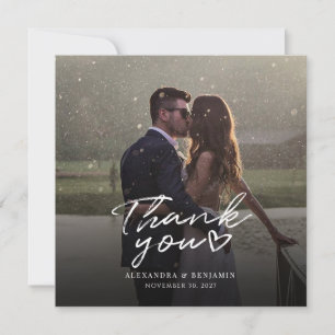 Tarjeta Pequeña Boda manuscrito de fotos Gracias