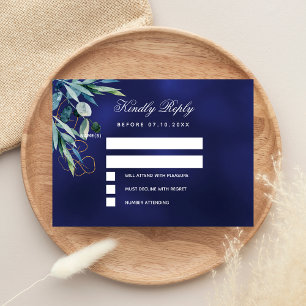 Tarjeta Pequeña Boda marina azul verde RSVP