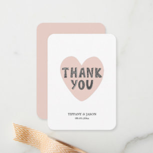 Tarjeta Pequeña Boda Minimalista Rosa Simple Del Corazón Gracias