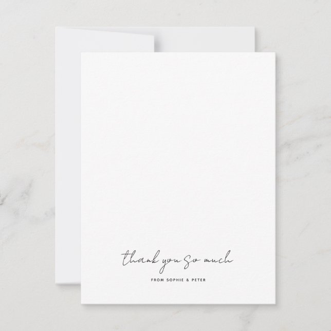 Tarjeta Pequeña Boda moderna simple Gracias  (Anverso)