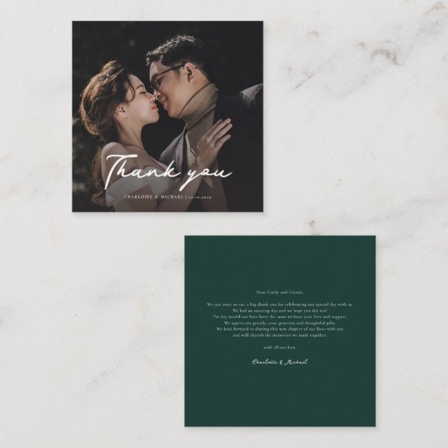 Tarjeta Pequeña Boda moderno de guiones fotográficos gracias (Anverso / Reverso)