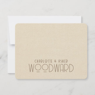 Tarjeta Pequeña Boda Monograma Lino Grabado en relieve de recién c