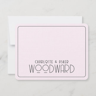 Tarjeta Pequeña Boda Monograma Lino Grabado en relieve rosado de r