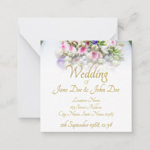 Tarjeta Pequeña Boda - novia con un ramo boda colorido