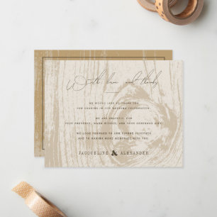 Tarjeta Pequeña Boda Otoño Gracias Rustico Madera