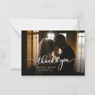 Tarjeta Pequeña Boda Photo Script Modern Gracias