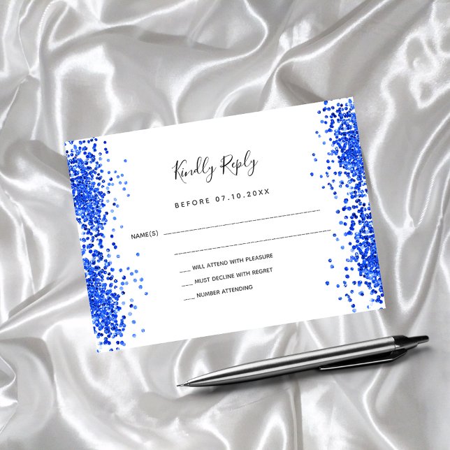 Tarjeta Pequeña Boda real de confeti blanco RSVP (Subido por el creador)